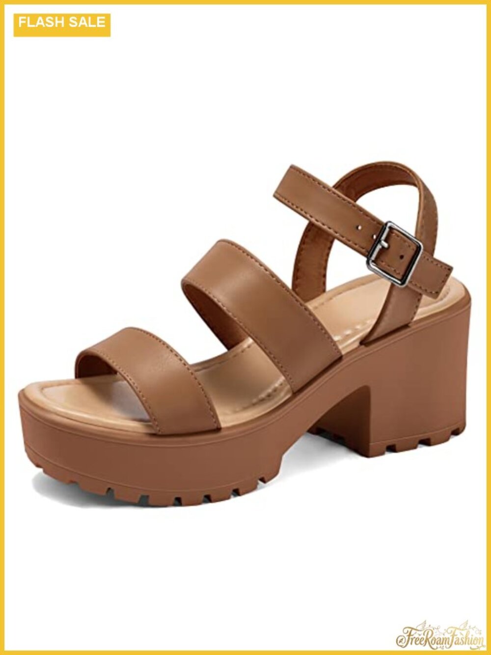 Women's Platform Sandals Ankle Strap Chunky Heel Open Toe Lug Sole